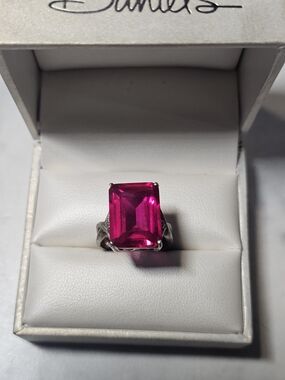 Vintage Sterling Silver Ring With Huge Ruby (Possibly Synthetic Not Sure)